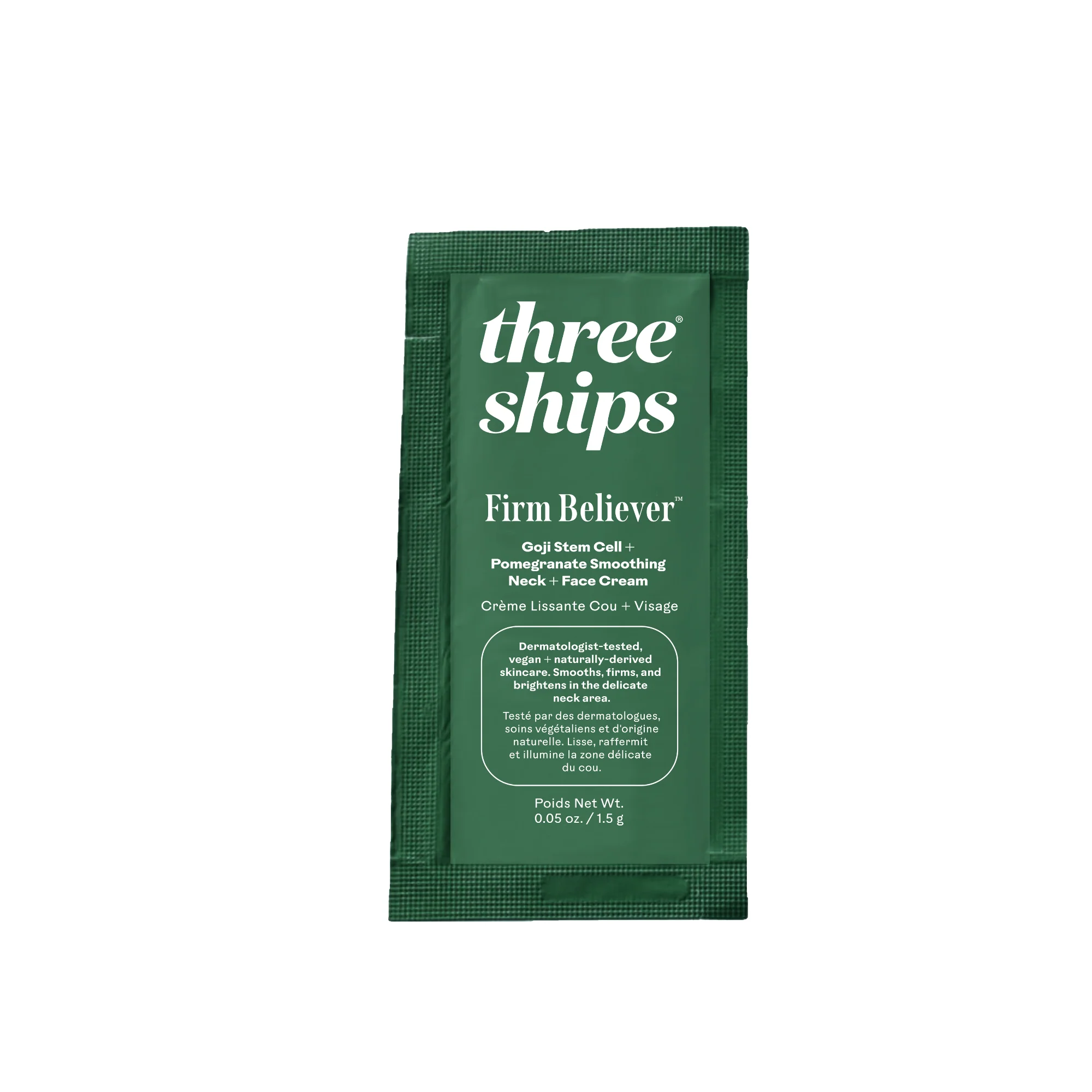 Crafted Three Ships Firm Believer™ Goji Stem Cell Pomegranate Smoothing Neck Face Cream – Sample High-Quality