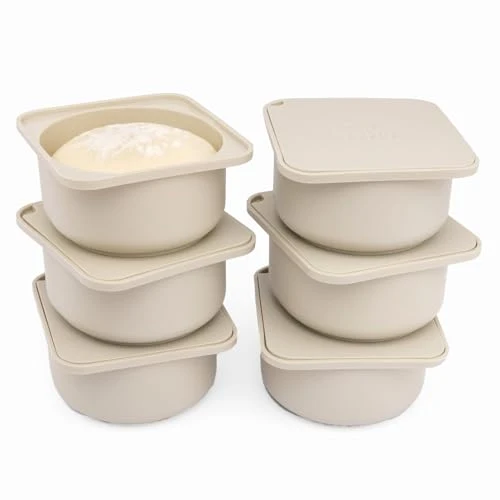 Casual Pizza Dough Proofing Silicone Containers with Lids 6 Count Lightweight