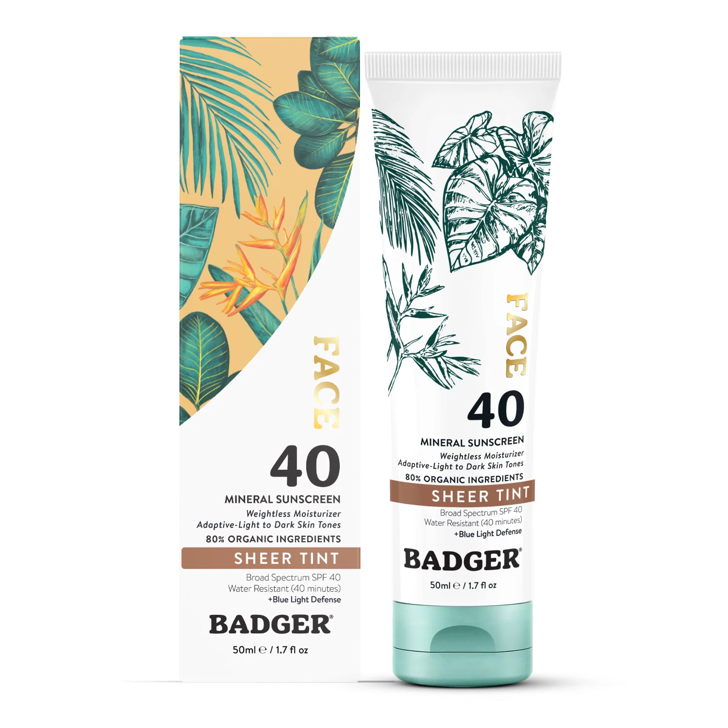 Original Badger Balm Tinted Face Mineral Sunscreen SPF 40 – Sheer Tint Next-Generation