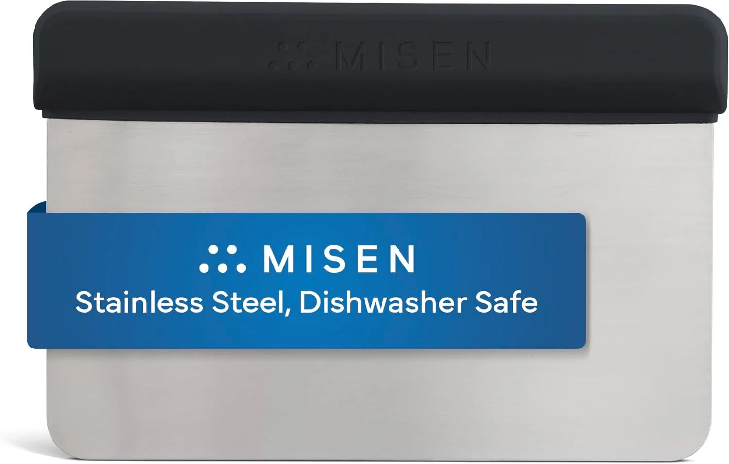 Secure Misen Stainless Steel Bench Scraper – Versatile Food Scraper with Walnut Handle – I for Kitchen Pastry Dough – Durable Cutting Board Scraper Tool – Effortless Transfer into Pots Pans – Black Advanced