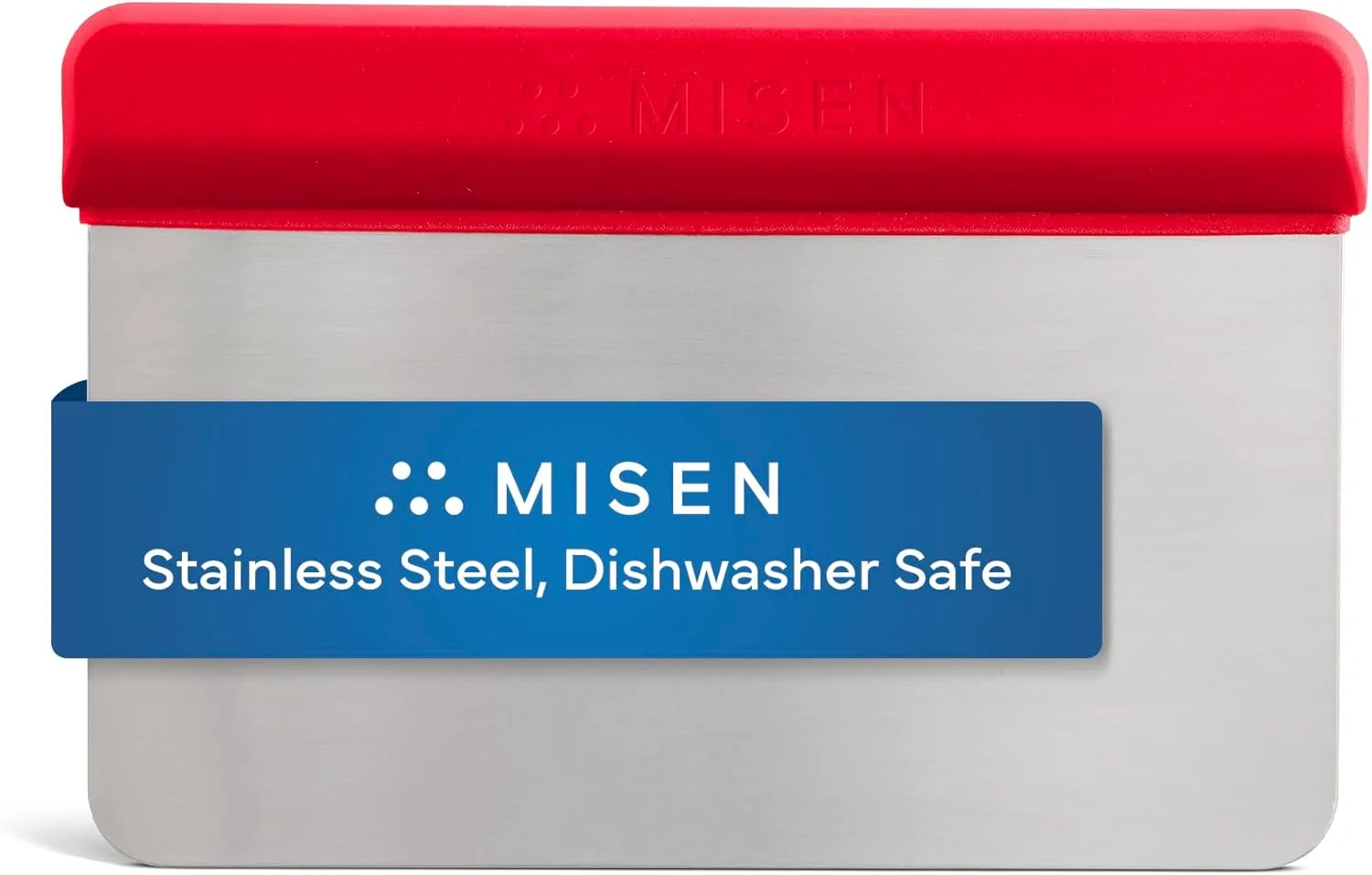 World-Class Misen Stainless Steel Bench Scraper – Versatile Food Scraper with Walnut Handle – I for Kitchen Pastry Dough – Durable Cutting Board Scraper Tool – Effortless Transfer into Pots Pans – Red User-Friendly