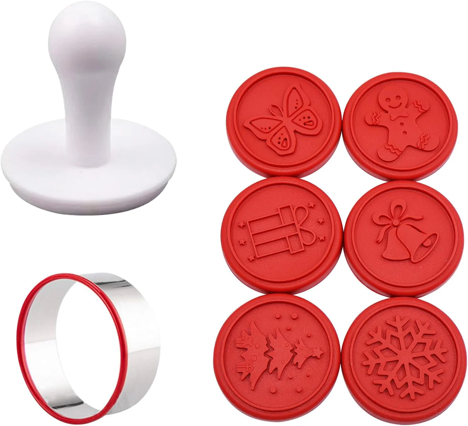 Sophisticated Christmas Cookie Stamps Silicone Cookie Stamps Cookie Cutter Biscuit for DIY Christmas and Daily Baking Set of 6 Smooth