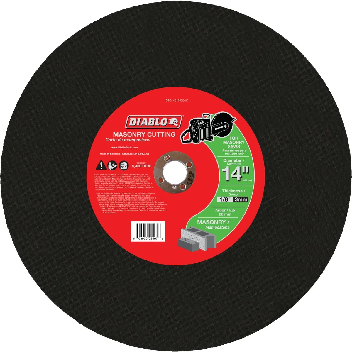 Stylish Diablo Type 1 14 In. x 1 8 In. x 20 mm Masonry Cut-Off Wheel Crafted