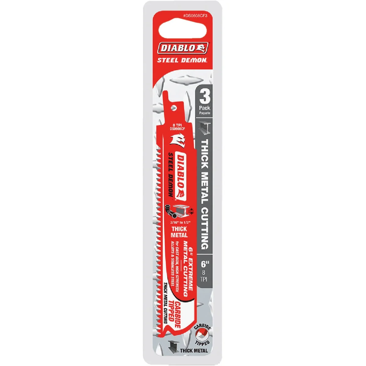 Excellent Diablo Steel Demon 6 In. 8 TPI Carbide Thick Metal Reciprocating Saw Blade 3-Pack Expertly Made