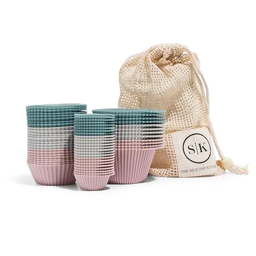 Functional Reusable Silicone Baking Cups Gift Set Bundle 60 Count High-End