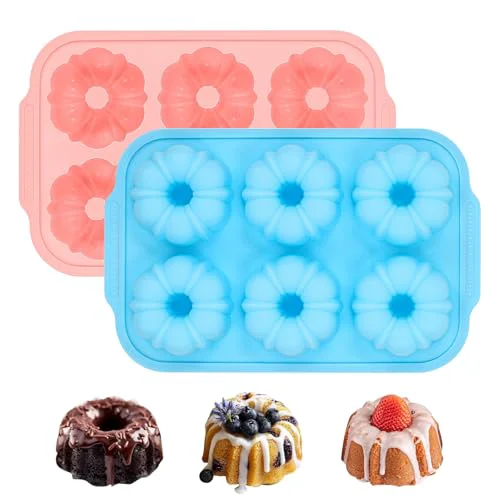 Reusable Mini Fluted Tube Cake Pans for Baking with Metal Reinforced Frame 2 Count Modern