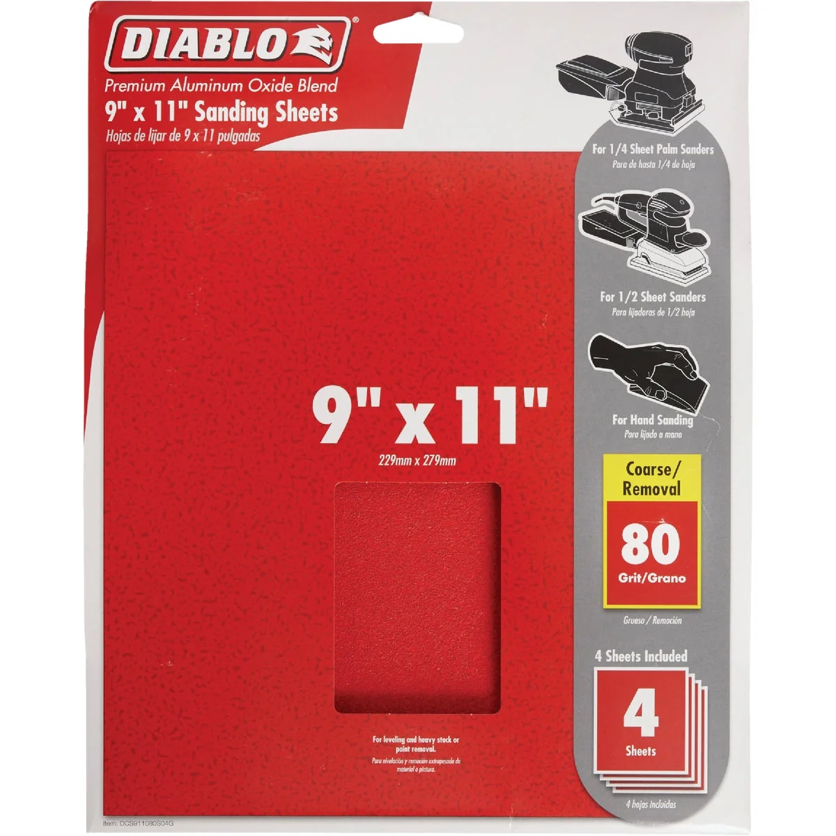 Carefully Designed Diablo 9 In. x 11 In. 80 Grit Coarse Sandpaper 4-Pack Traditional