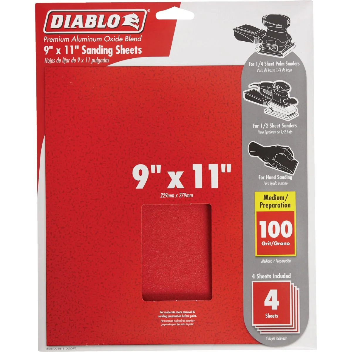 Lightweight Diablo 9 In. x 11 In. 100 Grit Medium Sandpaper 4-Pack Soft