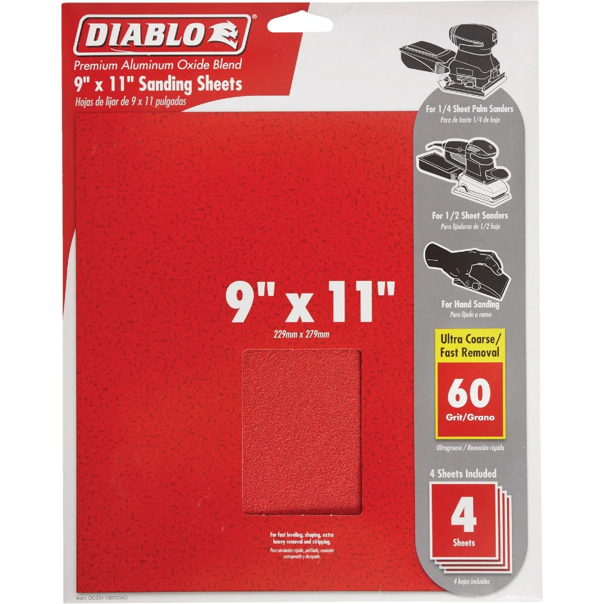 Practical Diablo 9 In. x 11 In. 60 Grit Ultra Coarse Sandpaper 4-Pack Stylish