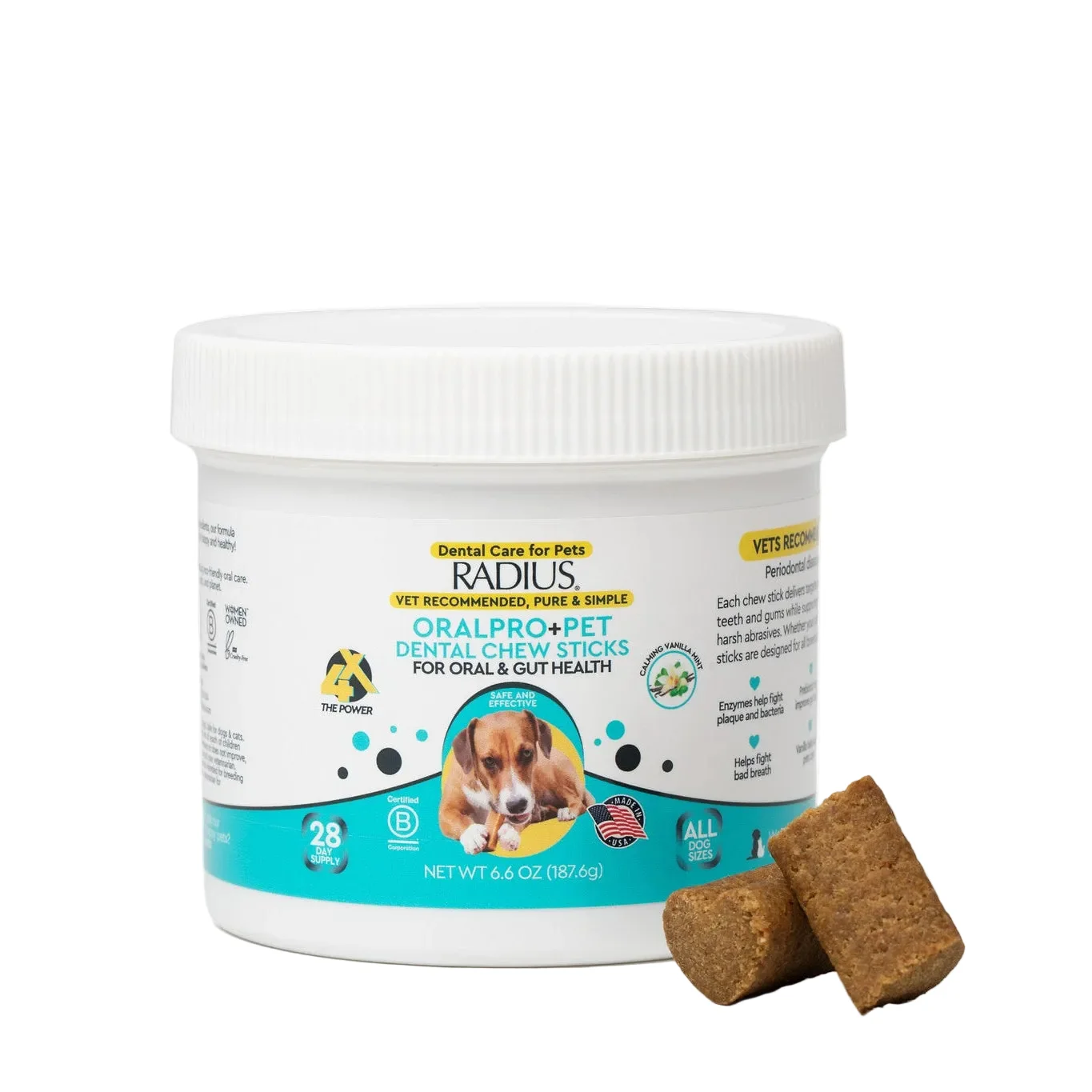 Optimized Radius OralPro Pet Dental Gut Chew Sticks for Dogs Crafted