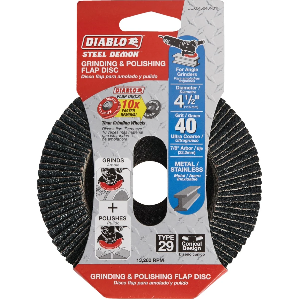 Next-Generation Diablo Steel Demon 4-1 2 In. x 7 8 In. 40-Grit Type 29 Angle Grinder Flap Disc Carefully Designed