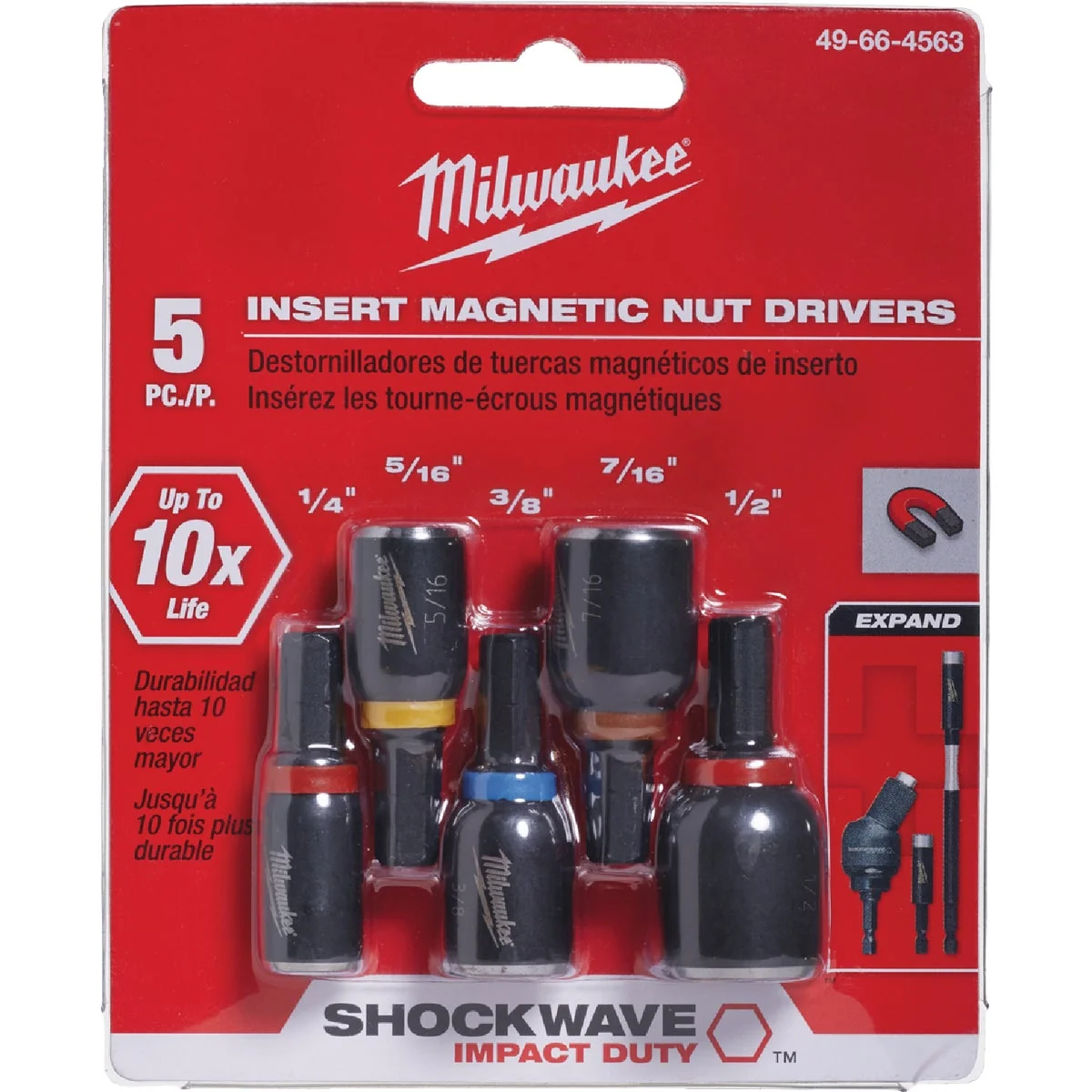 Long-Lasting Milwaukee Shockwave 5-Piece Impact Magnetic Nutdriver Bit Set User-Friendly