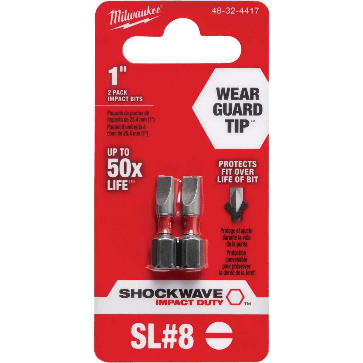 Responsible Milwaukee Shockwave 8 Slotted 1 In. Insert Impact Screwdriver Bit 2-Pack World-Class