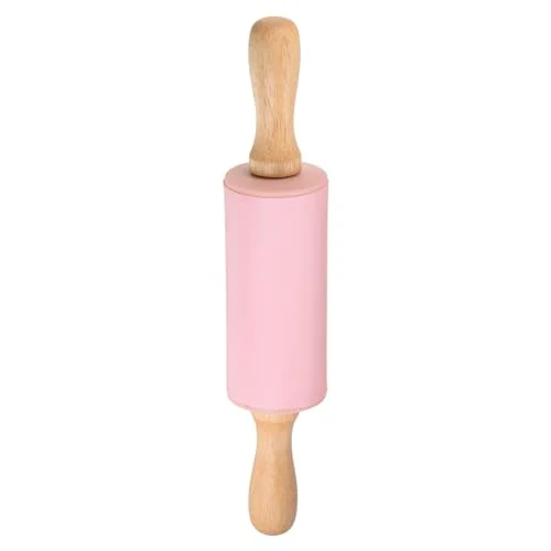 Effective Silicone Rolling Pins for Baking 9 Inch Wooden Handle Non Stick Rolling Pin Small Roller Playdough Rolling Pins for Dough Pizza Pastry Fondant Kitchen Easy-to-Use