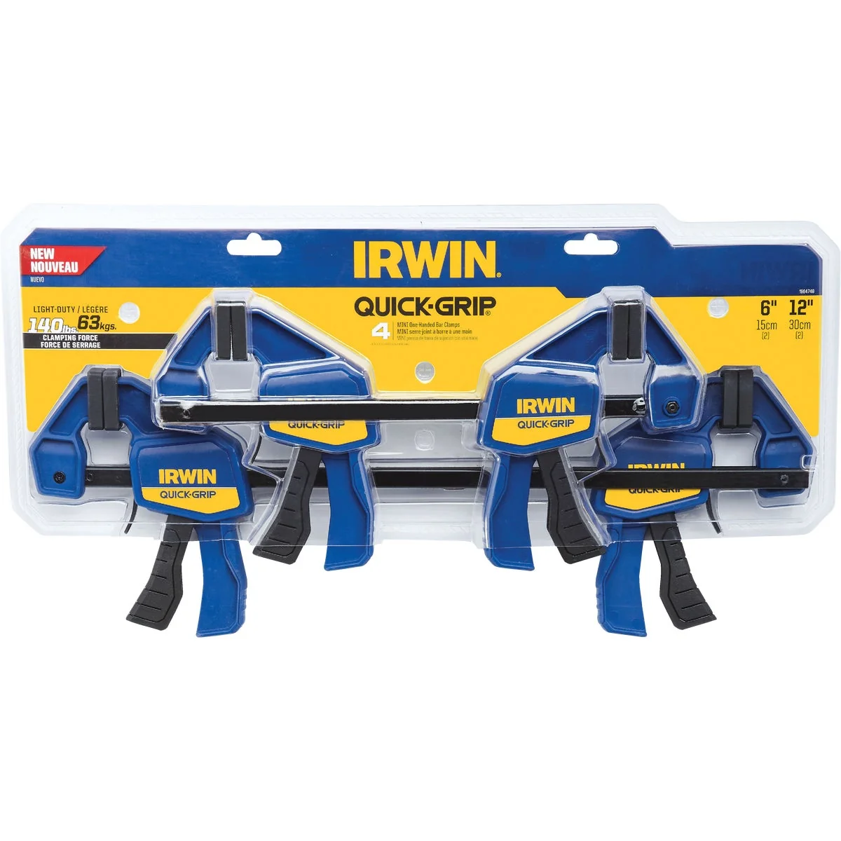Solid Irwin Quick-Grip One-Hand Bar Clamp Set 4-Piece Fine