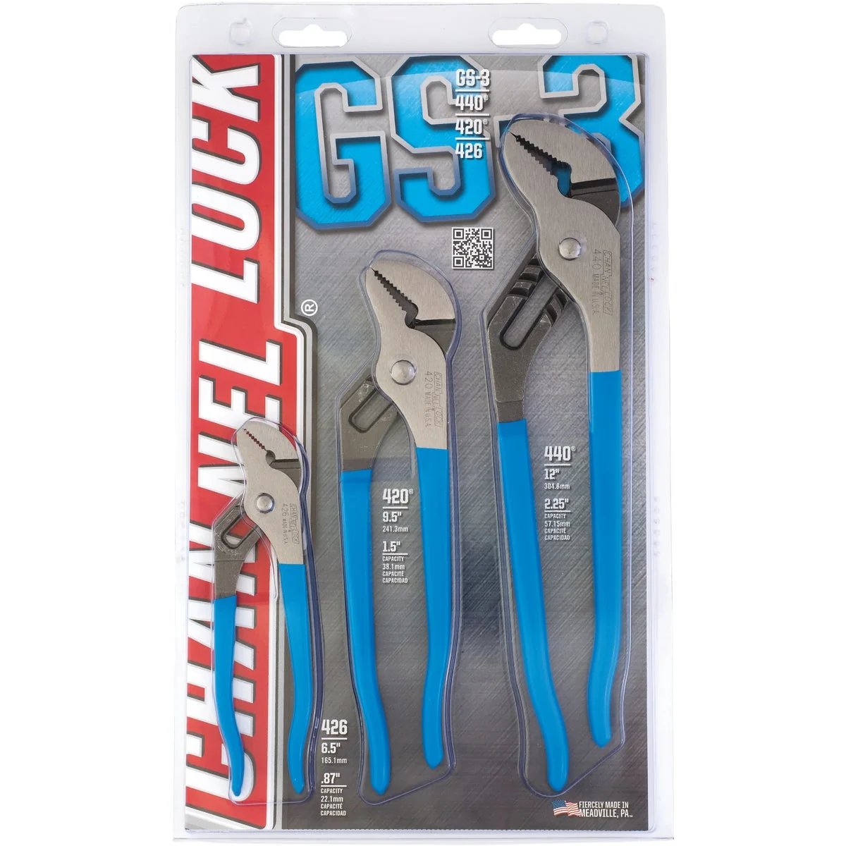 Crafted Channellock 6-1 2 In. 9-1 2 In. and 12 In. Tongue and Groove Plier Set 3-Piece High-Grade