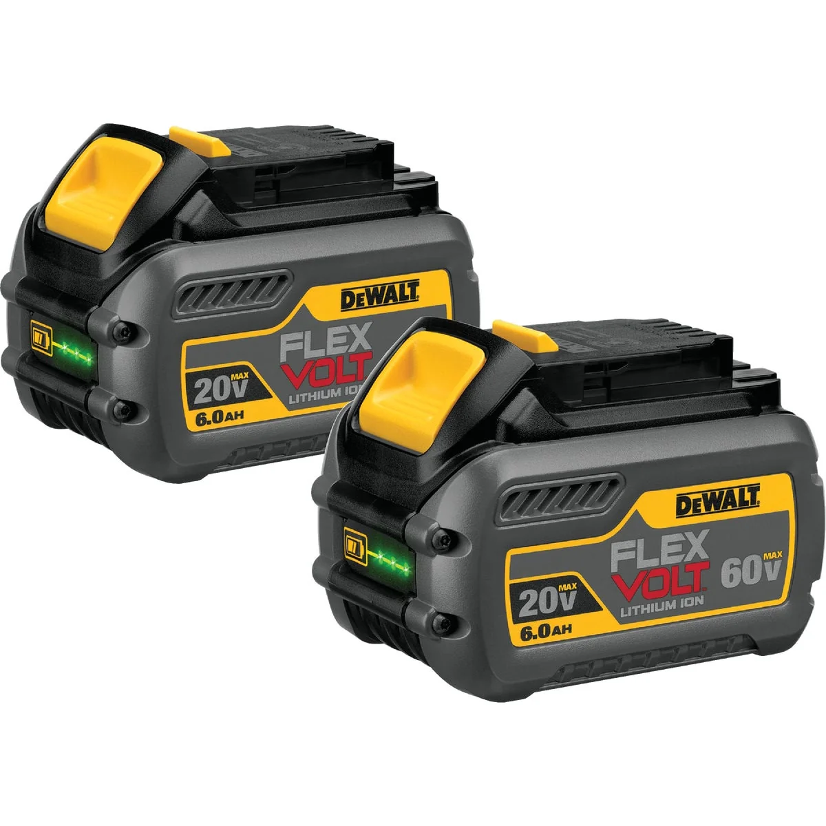 Premium Material DeWalt Flexvolt 20 Volt and 60 Volt MAX Lithium-Ion 6.0 Ah Tool Battery 2-Pack Casual