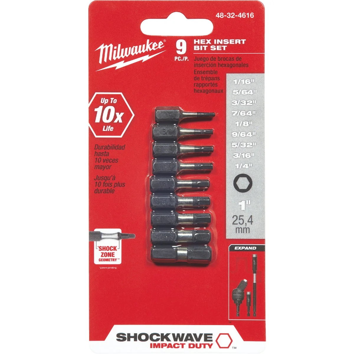 Verified Milwaukee Shockwave Hex Insert Impact Screwdriver Bit Set 9-Piece Expertly Made
