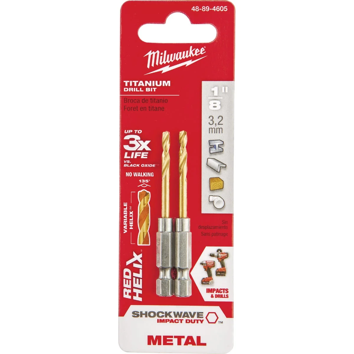 Soft Milwaukee Shockwave Impact Duty 1 8 In. Titanium Hex Shank Drill Bit Casual
