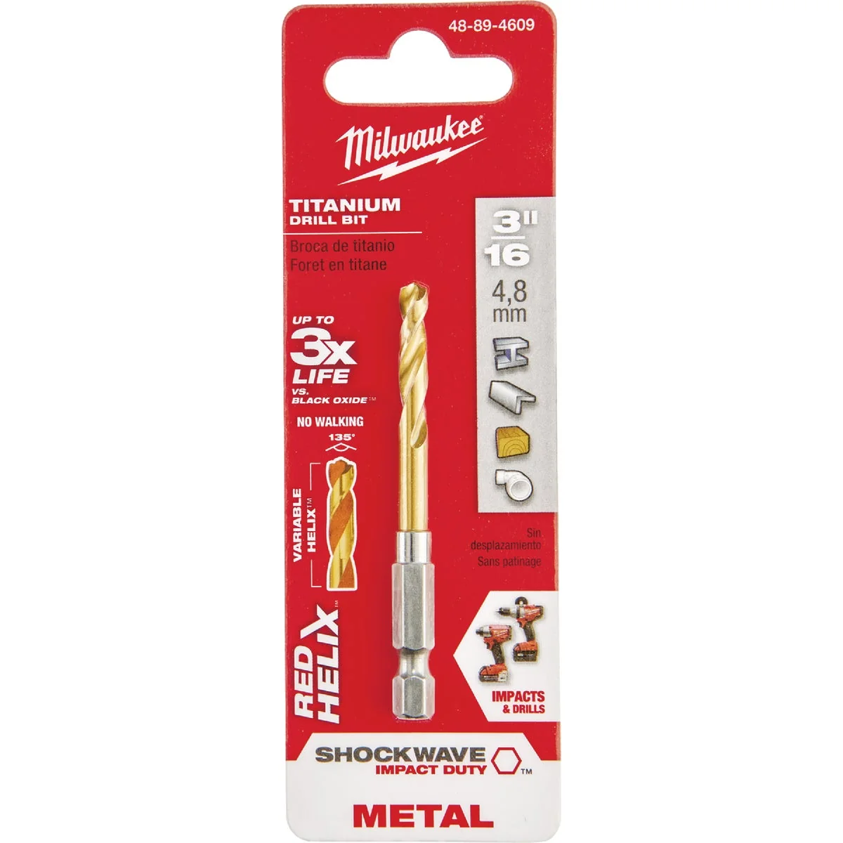 Specialty Milwaukee Shockwave Impact Duty 3 16 In. Titanium Hex Shank Drill Bit Breathable