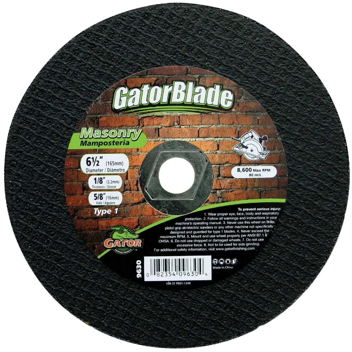 Green Gator Blade Type 1 6-1 2 In. x 5 8 In. x 1 8 In. Masonry Cut-Off Wheel Responsible
