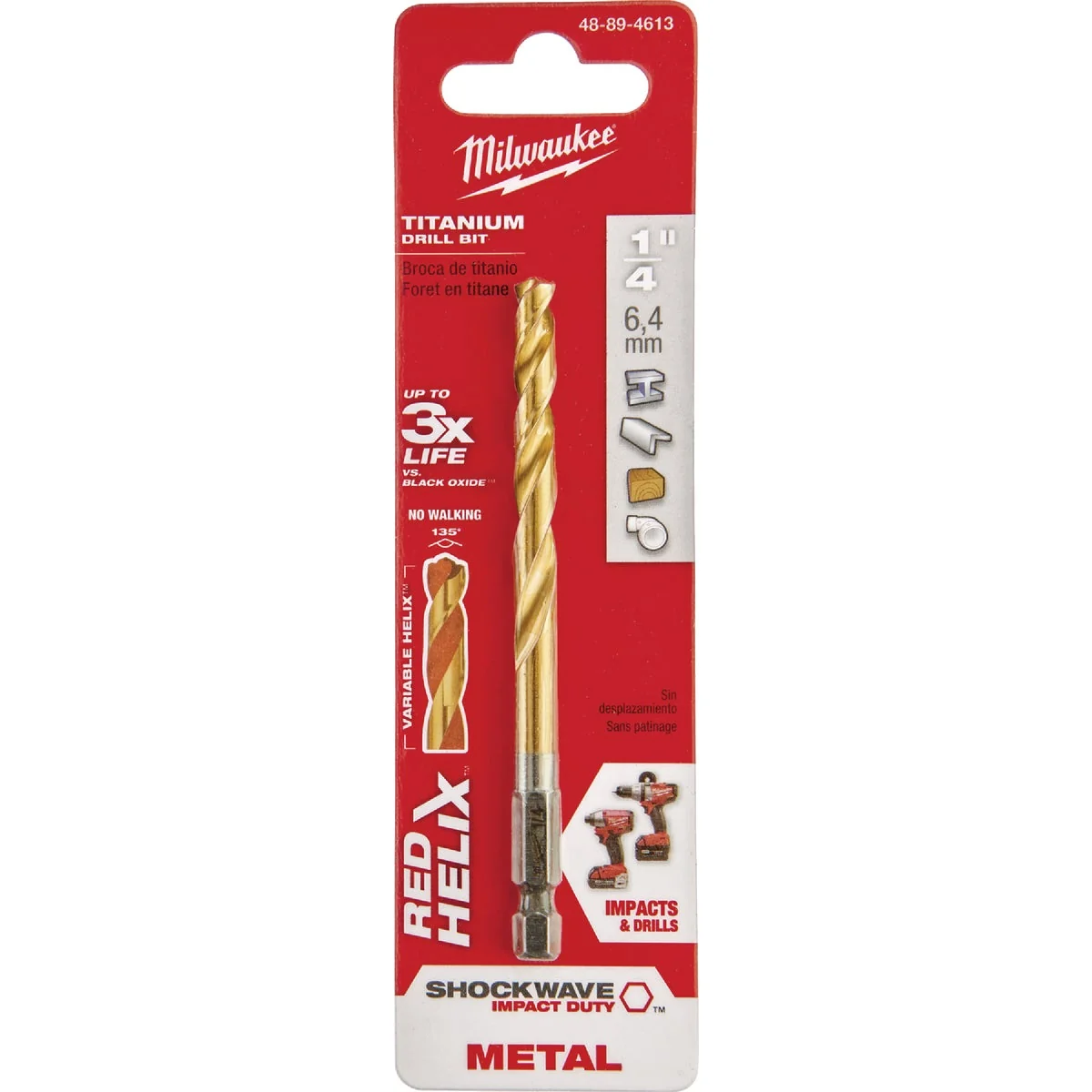 Excellent Milwaukee Shockwave Impact Duty 1 4 In. Titanium Hex Shank Drill Bit Natural