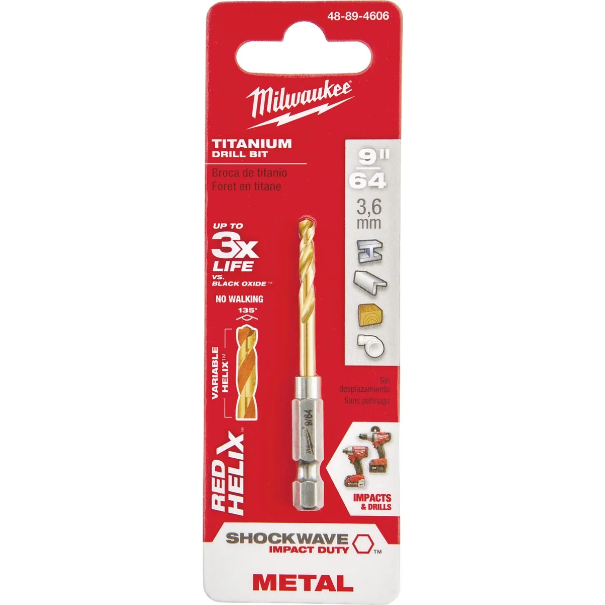 High-Quality Milwaukee Shockwave Impact Duty 9 64 In. Titanium Hex Shank Drill Bit Solid