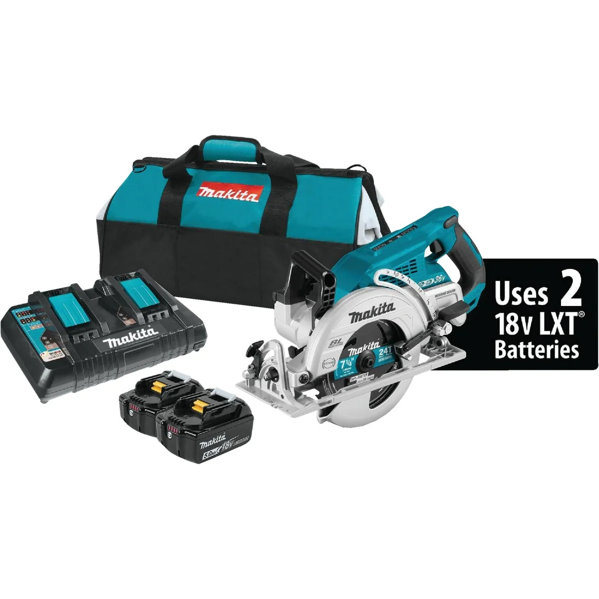 Traditional Makita 18 Volt LXT X2 Lithium-Ion Brushless 7-1 4 In. Rear Handle Cordless Circular Saw Kit Prestigious