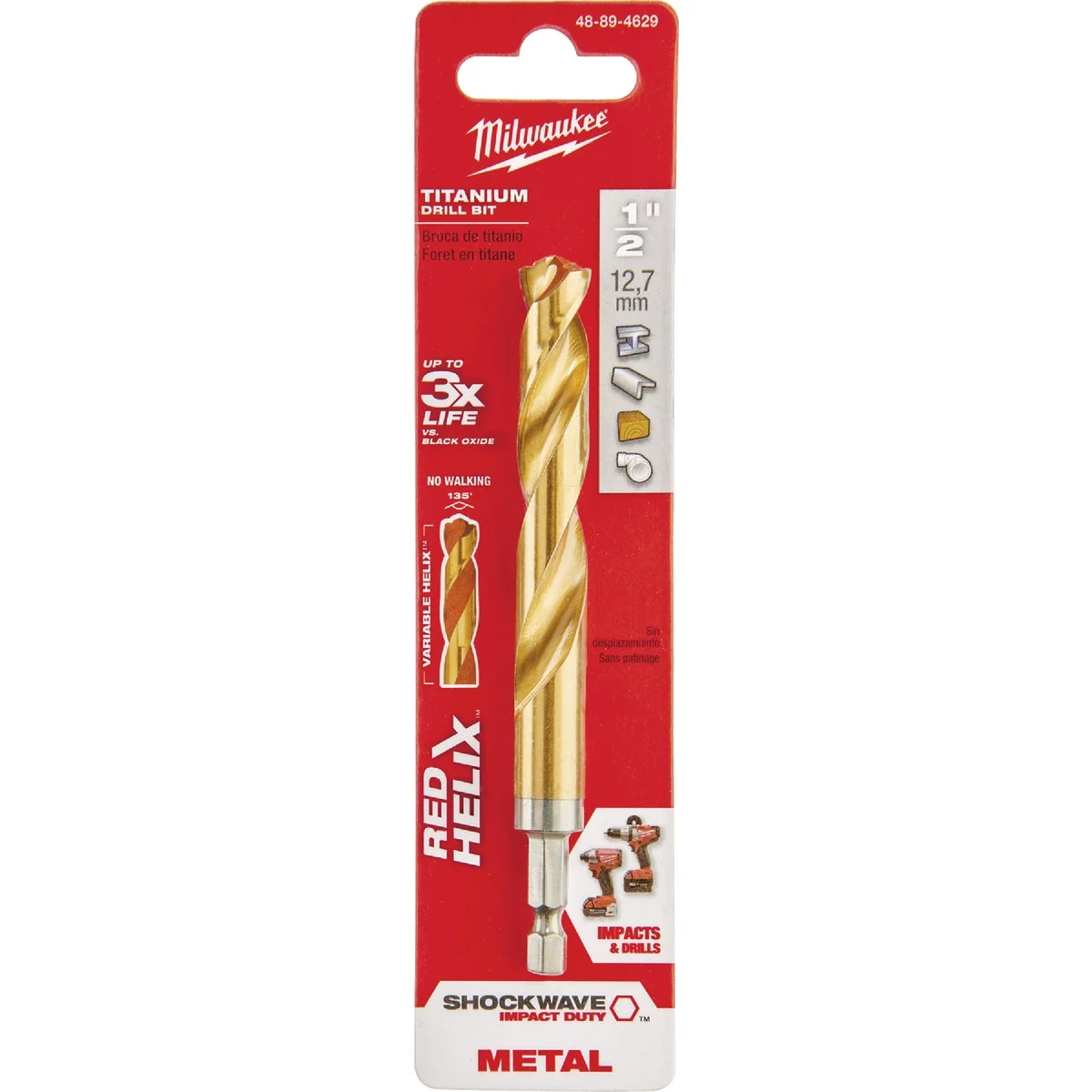Authentic Milwaukee Shockwave Impact Duty 1 2 In. Titanium Hex Shank Drill Bit Exclusive