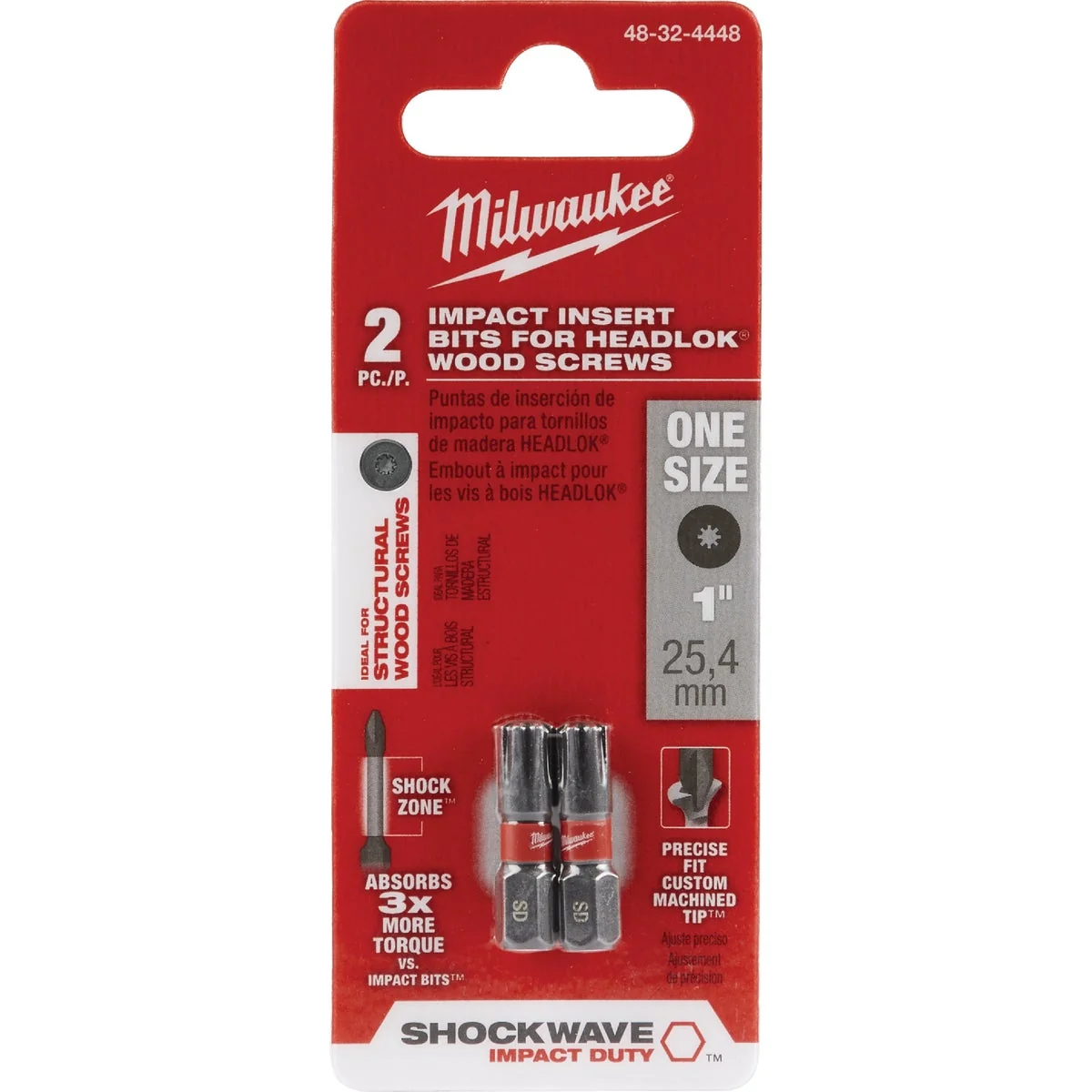 Original Milwaukee Shockwave HeadLOK Insert Impact Screwdriver Bit 2-Pack Verified