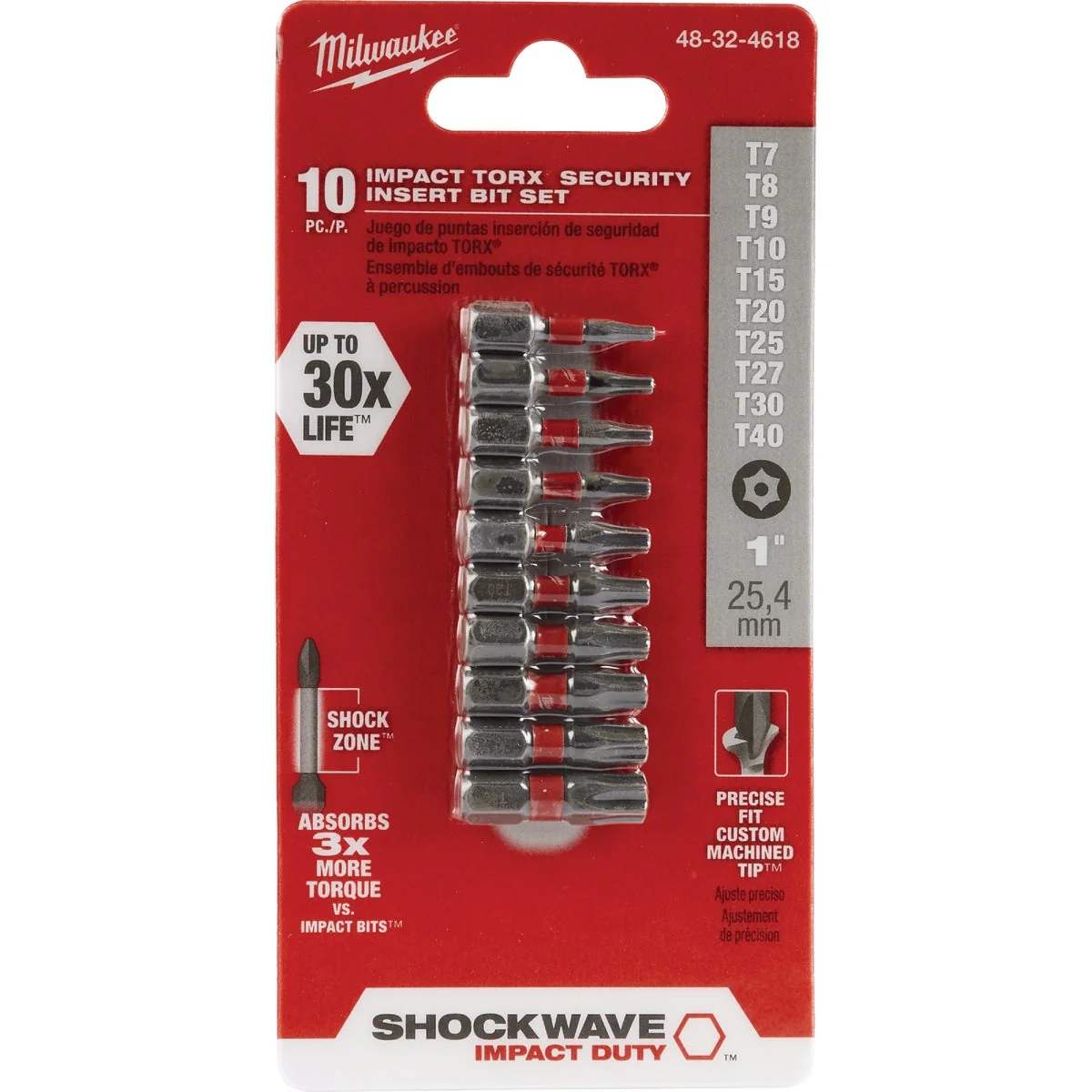 Minimalist Milwaukee Shockwave Torx Security Insert Impact Screwdriver Bit Set 10-Piece Casual