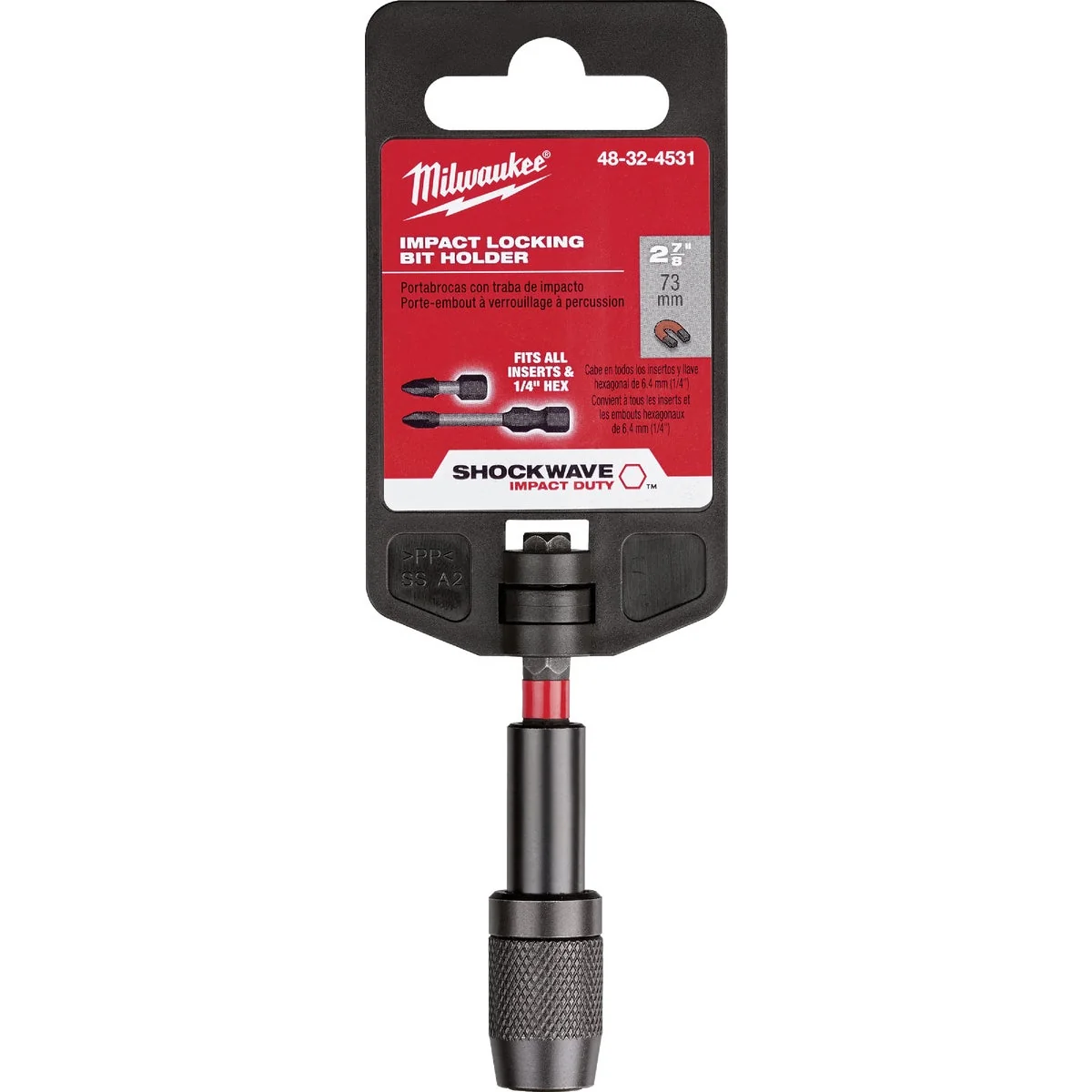 Lightweight Milwaukee Shockwave 2-7 8 In. Magnetic Impact Locking Bit Holder Trusted