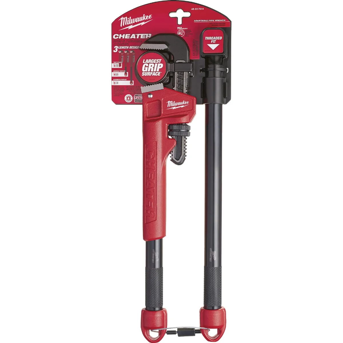 Original Milwaukee Cheater 10 In. to 24 In. Steel Adaptable Pipe Wrench Fine
