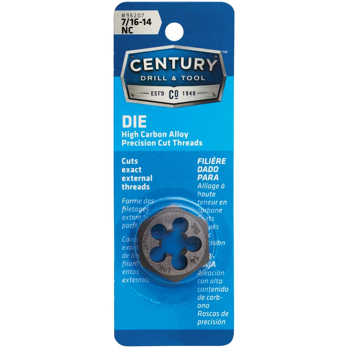 Superior Century Drill Tool 7 16-14 National Coarse 1 In. Across Flats Fractional Hexagon Die Fine