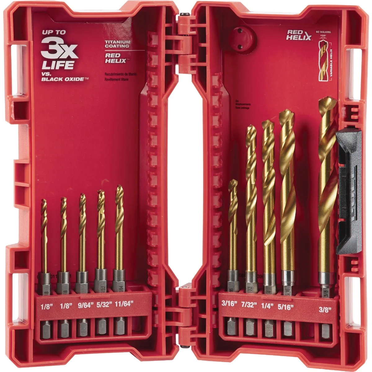 Functional Milwaukee Shockwave 10-Piece Impact Duty Titanium Hex Shank Drill Bit Set 1 8 In. thru 3 8 In. Premium