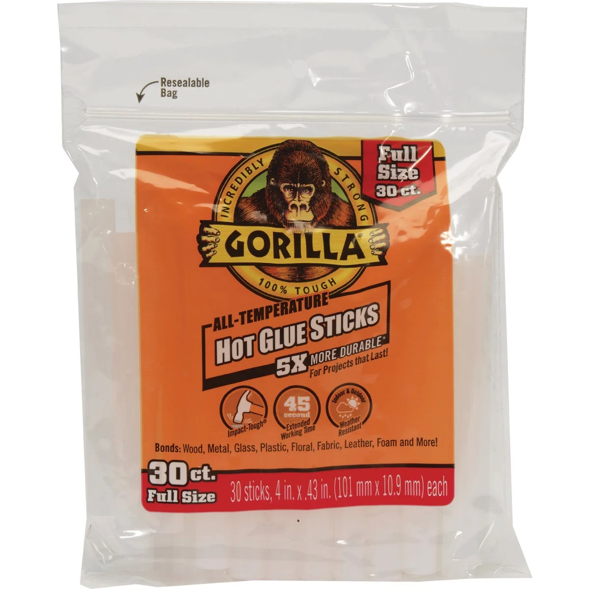 Soft Gorilla 4 In. Standard Clear Hot Melt Glue 30-Pack Pure