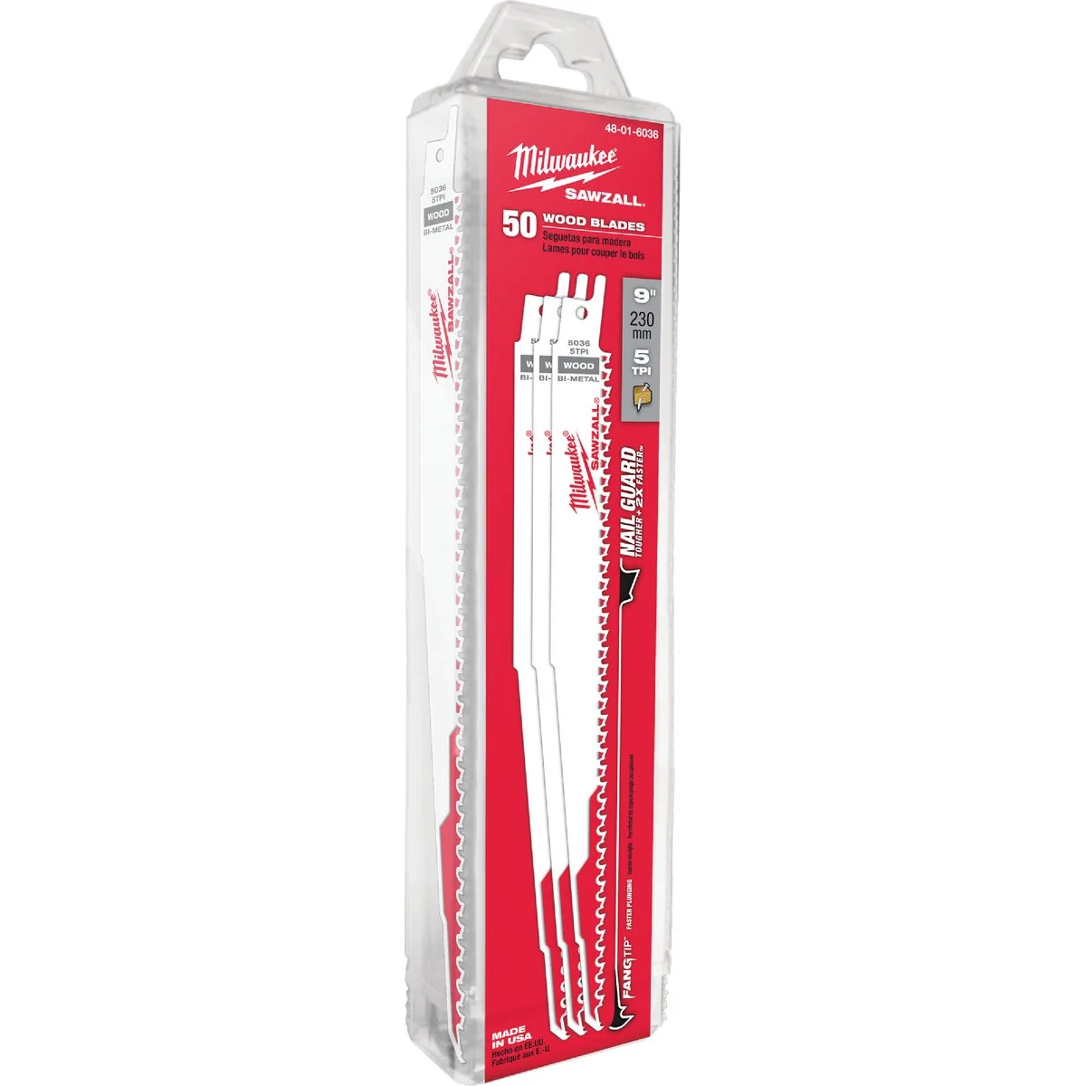 Convenient Milwaukee Sawzall 9 In. 5 TPI Wood w Nails Reciprocating Saw Blade 50-Pack Relaxed