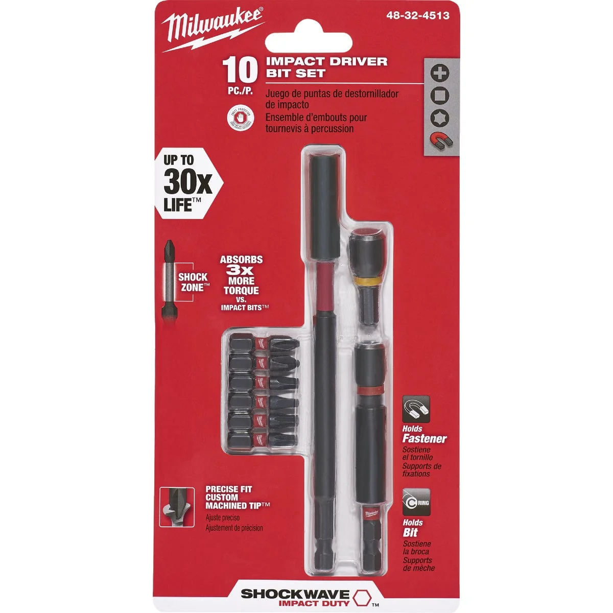 Enhanced Milwaukee Shockwave Impact Screwdriver Bit Set 10-Piece Excellent