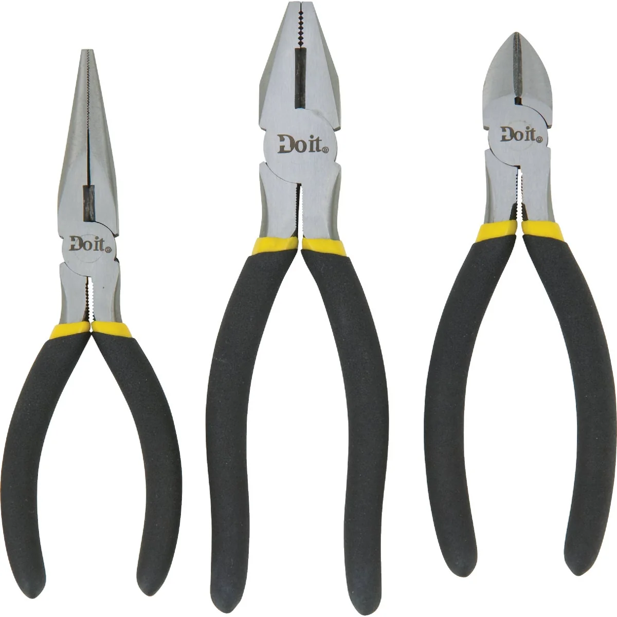 Optimized Do it 6 In. Long Nose 6 In. Diagonal and 7 In. Linesman Plier Set 3-Piece Traditional