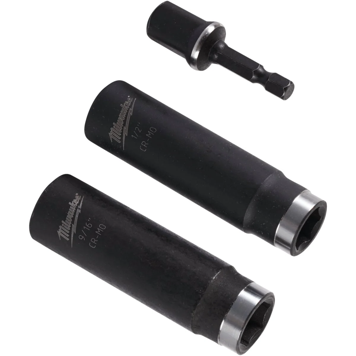Exceptional Milwaukee SHOCKWAVE Standard 1 2 In. Adapter 1 2 In. 9 16 In. Drive 6-Point Thin Wall Deep Impact Driver Set 3-Piece Outstanding