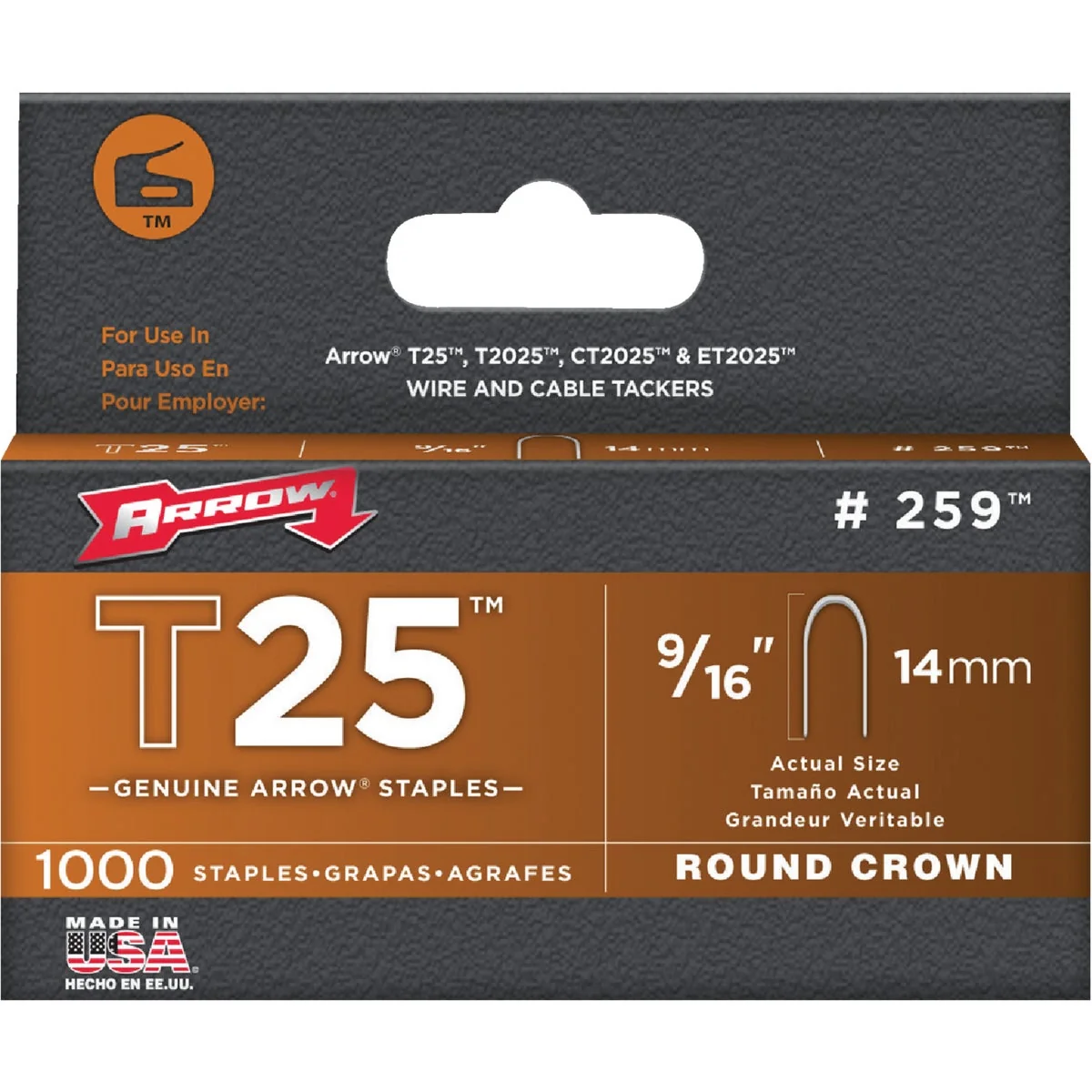 Secure Arrow T25 Round Crown Cable Staple 9 16 In. 1100-Pack Minimalist