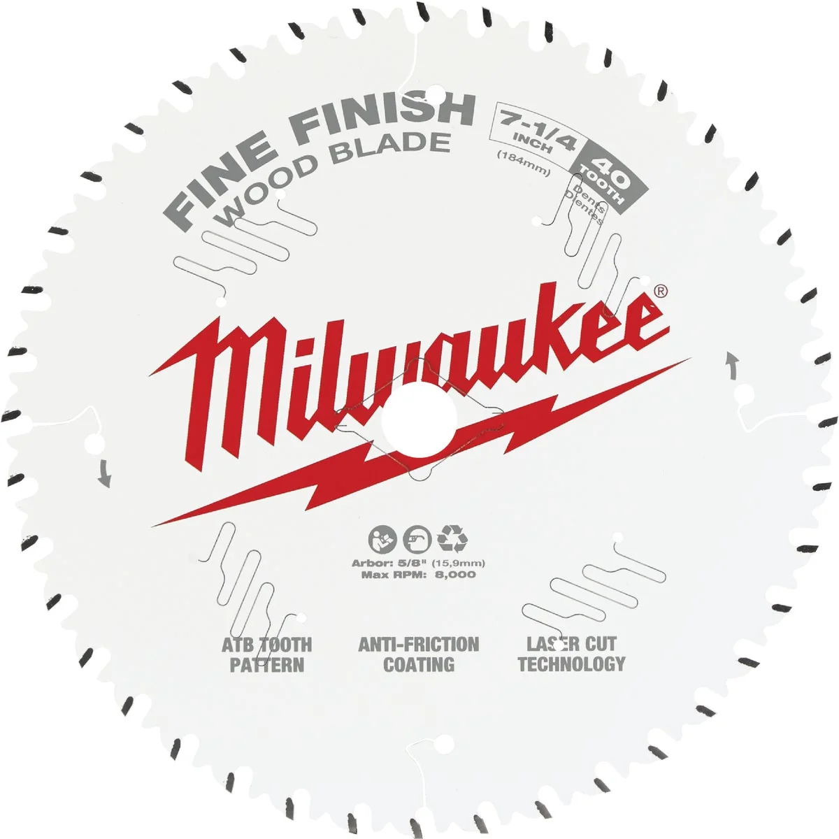 High-End Milwaukee 7-1 4 In. 40-Tooth Fine Finish Circular Saw Blade Pure
