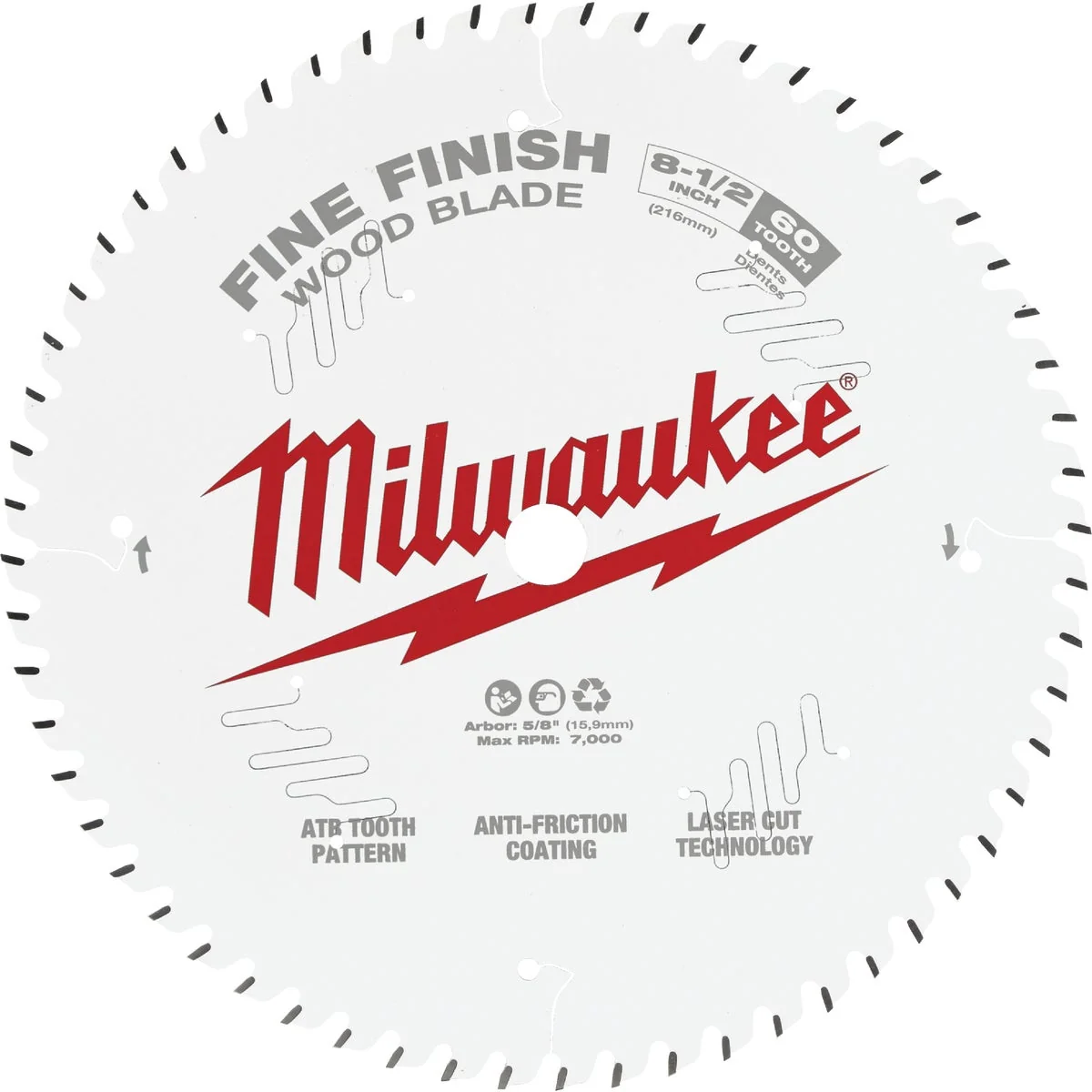 Minimalist Milwaukee 8-1 2 In. 60-Tooth Fine Finish Circular Saw Blade Environmentally Friendly