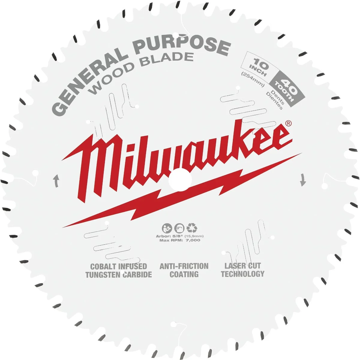 Practical Milwaukee 10 In. 40-Tooth General Purpose Wood Circular Saw Blade Pure