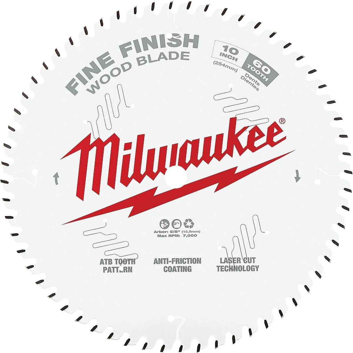 High-Quality Milwaukee 10 In. 60-Tooth Fine Finish Circular Saw Blade Premium