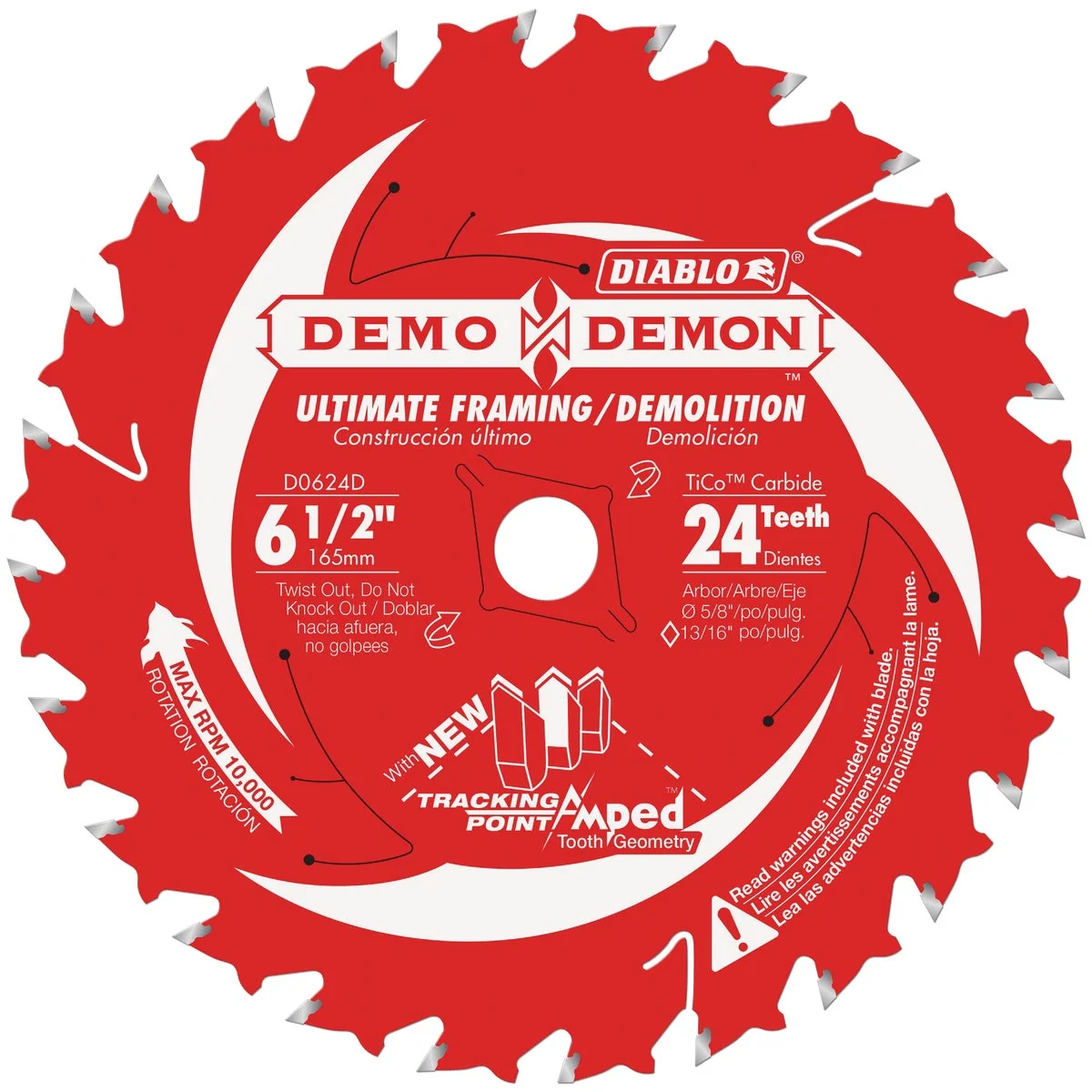 Powerful Diablo Demo Demon 6-1 2 In. 24-Tooth Framing Demolition Circular Saw Blade Dependable