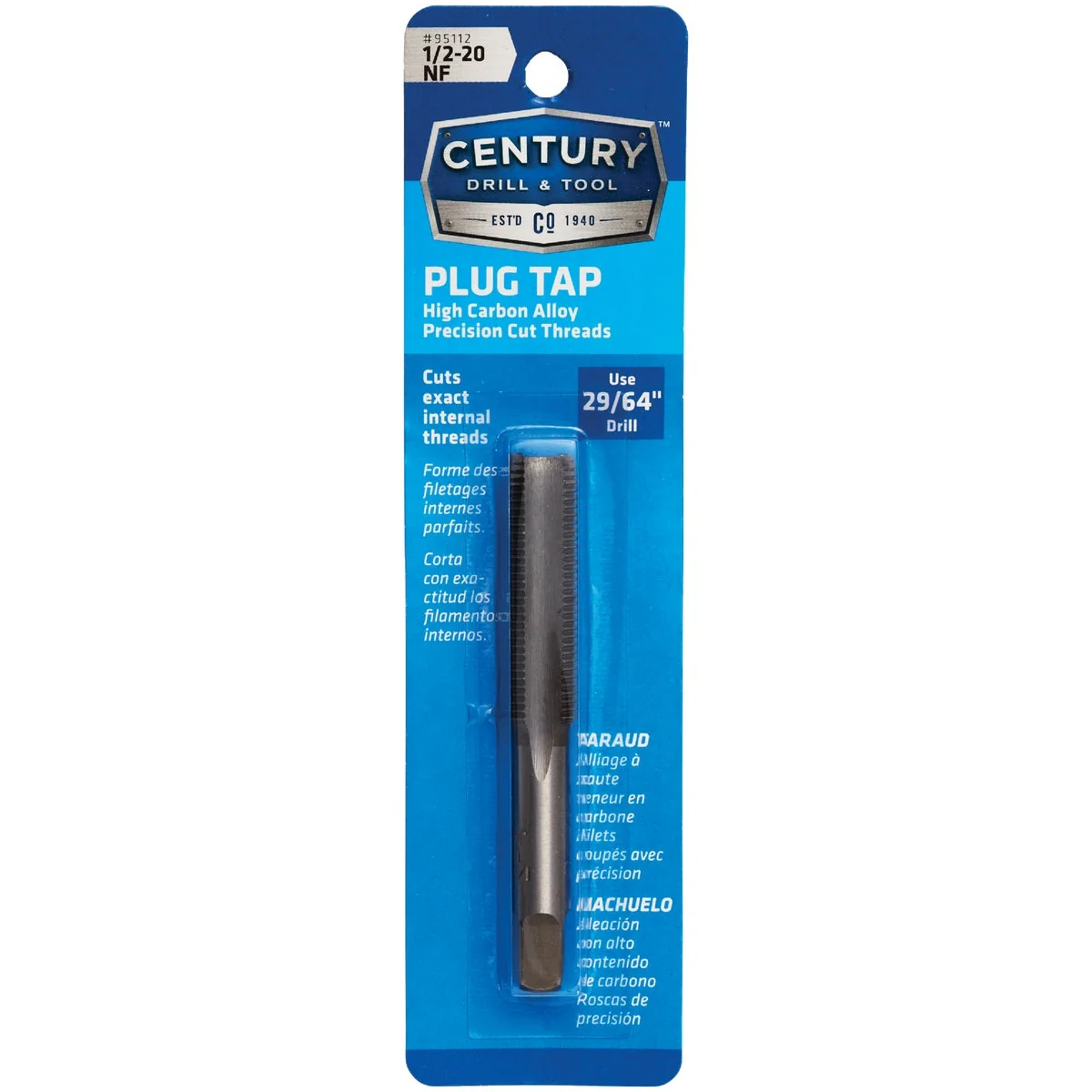 Fine Crafted Century Drill Tool 1 2-20 Carbon Steel National Fine Tap-Plug Quality