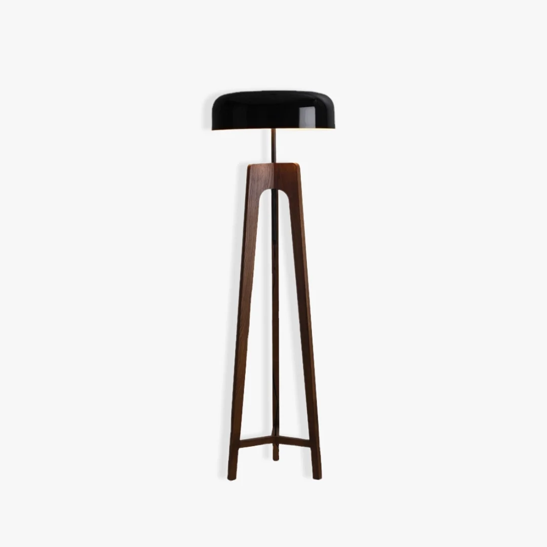 Exceptional Italiaanse notenhouten vloerlamp Fine Crafted