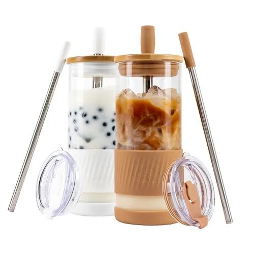 Breathable Glass Cups With Lids and Straws 2 Count Reliable