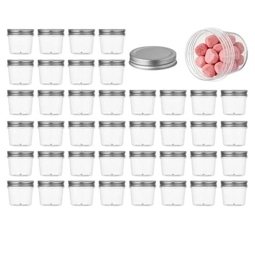 Modern 4 oz Plastic Small Mason Jars and Small Plastic Jars with Lids 40 Count Versatile